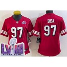 Women's San Francisco 49ers #97 Nick Bosa Limited Red Throwback LVIII Super Bowl Vapor Jersey