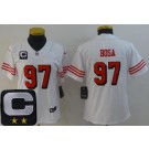 Women's San Francisco 49ers #97 Nick Bosa Limited White Throwback C Patch Vapor Jersey