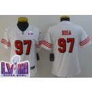 Women's San Francisco 49ers #97 Nick Bosa Limited White Throwback LVIII Super Bowl Vapor Jersey