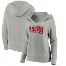 Women's San Francisco 49ers Gray On Side Stripe V Neck Pullover Hoodie
