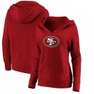 Women's San Francisco 49ers Red Primary Team Logo V Neck Pullover Hoodie