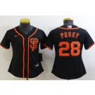 Women's San Francisco Giants #28 Buster Posey Black Cool Base Jersey