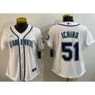 Women's Seattle Mariners #51 Ichiro Suzuki White Cool Base Jersey