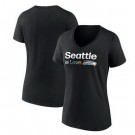 Women's Seattle Seahawks Black City Pride Team V Neck T Shirt