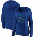 Women's Seattle Seahawks Blue Vintage Arch V Neck Pullover Hoodie