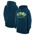 Women's Seattle Seahawks Starter Navy Half Ball Team Pullover Hoodie