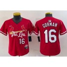 Women's St Louis Cardinals #16 Nolan Gorman Red 2024 City Connect Limited Jersey