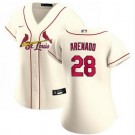 Women's St Louis Cardinals #28 Nolan Arenado Cream Cool Base Jersey