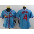 Women's St Louis Cardinals #4 Yadier Molina Blue 2020 Cool Base Jersey