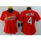 Women's St Louis Cardinals #4 Yadier Molina Red 2020 Cool Base Jersey