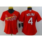 Women's St Louis Cardinals #4 Yadier Molina Red Cool Base Jersey