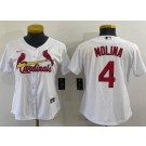 Women's St Louis Cardinals #4 Yadier Molina White Cool Base Jersey