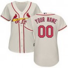 Women's St Louis Cardinals Customized Cream Cool Base Jersey