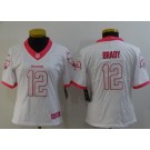 Women's Tampa Bay Buccaneers #12 Tom Brady Limited White Pink Jersey