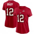 Women's Tampa Bay Buccaneers #12 Tom Brady Red 2021 Super Bowl LV Printed T-Shirt 210379