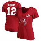 Women's Tampa Bay Buccaneers #12 Tom Brady Red 2021 Super Bowl LV Printed T-Shirt 210382