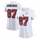 Women's Tampa Bay Buccaneers #87 Rob Gronkowski White 2021 Super Bowl LV Printed T-Shirt 210378