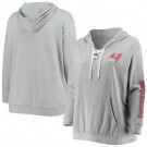 Women's Tampa Bay Buccaneers Gray Lace Up Pullover Hoodie