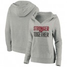 Women's Tampa Bay Buccaneers Heather Gray Stronger Together Crossover Neck Printed Pullover Hoodie 0718