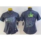 Women's Tampa Bay Rays #15 Josh Lowe Charcoal 2024 City Connect Limited Jersey