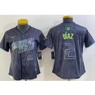 Women's Tampa Bay Rays #2 Yandy Diaz Charcoal 2024 City Connect Player Number Limited Cool Base Jersey