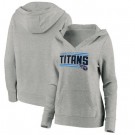 Women's Tennessee Titans Gray On Side Stripe V Neck Pullover Hoodie
