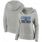 Women's Tennessee Titans Heather Gray Stronger Together Crossover Neck Printed Pullover Hoodie 0702