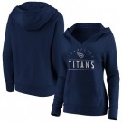 Women's Tennessee Titans Navy Iconic League Leader V Neck Pullover Hoodie