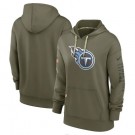 Women's Tennessee Titans Olive 2022 Salute To Service Performance Pullover Hoodie