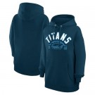 Women's Tennessee Titans Starter Navy Half Ball Team Pullover Hoodie