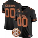 Women's Texas Longhorns Custom Limited Black Team Logo FUSE College Football Jersey