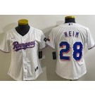 Women's Texas Rangers #28 Jonah Heim White Team Logo Cool Base Jersey