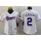 Women's Texas Rangers #2 Marcus Semien White 2024 Gold Collection Limited Cool Base Jersey