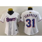 Women's Texas Rangers #31 Max Scherzer White 2024 Gold Collection Limited Cool Base Jersey