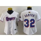 Women's Texas Rangers #32 Evan Carter White 2024 Gold Collection Limited Cool Base Jersey