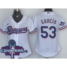 Women's Texas Rangers #53 Adolis Garcia White 2023 World Series Champions Cool Base Jersey