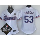 Women's Texas Rangers #53 Adolis Garcia White 2023 World Series Cool Base Jersey