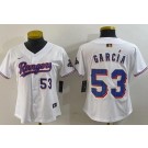Women's Texas Rangers #53 Adolis Garcia White 2024 Gold Collection Player Number Limited Cool Base Jersey
