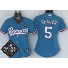 Women's Texas Rangers #5 Corey Seager Light Blue 2023 World Series Cool Base Jersey
