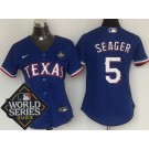 Women's Texas Rangers #5 Corey Seager Royal 2023 World Series Cool Base Jersey
