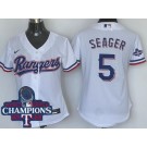 Women's Texas Rangers #5 Corey Seager White 2023 World Series Champions Cool Base Jersey