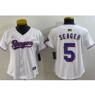 Women's Texas Rangers #5 Corey Seager White 2024 Gold Collection Limited Cool Base Jersey