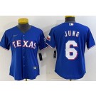 Women's Texas Rangers #6 Josh Jung Blue Team Logo Cool Base Jersey