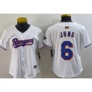 Women's Texas Rangers #6 Josh Jung White 2024 Gold Collection Limited Cool Base Jersey