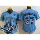 Women's Toronto Blue Jays #27 Vladimir Guerrero Jr Light Blue 2025 World Series Cool Base Jersey