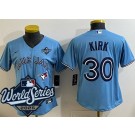 Women's Toronto Blue Jays #30 Alejandro Kirk Light Blue 2025 World Series Cool Base Jersey
