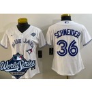 Women's Toronto Blue Jays #36 Davis Schneider White 2025 World Series Cool Base Jersey