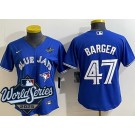 Women's Toronto Blue Jays #47 Addison Barger Blue 2025 World Series Cool Base Jersey