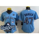Women's Toronto Blue Jays #47 Addison Barger Light Blue 2025 World Series Cool Base Jersey