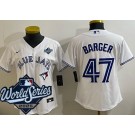 Women's Toronto Blue Jays #47 Addison Barger White 2025 World Series Cool Base Jersey